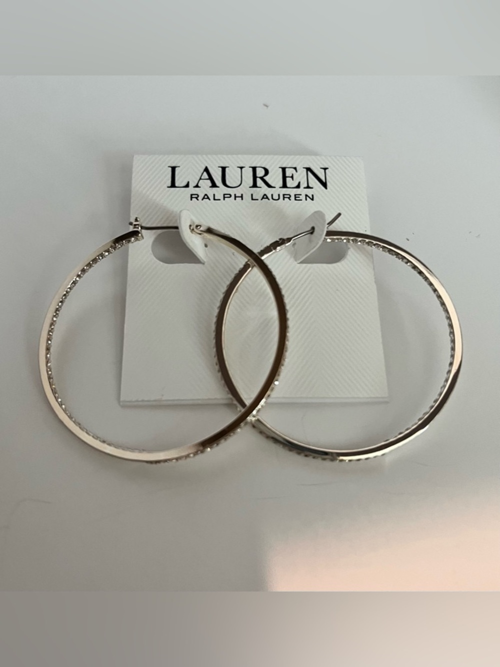 LAUREN Ralph Lauren Women's Pave
Inside-Out Hoop Earrings - Picture 4 of 5